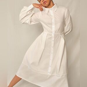 The lulo project White Button-Up Long Sleeve Dress